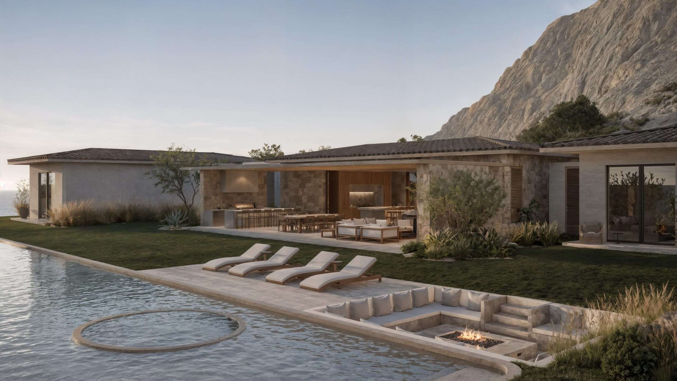 Querencia Section 14- El Campo Nestled within Querencia's exclusive El Campo enclave, overlooking the 7th hole of the Tom Fazio course, El Campo 4 captures the essence of elevated Baja living. Designed and built by Sepúlveda Arquitectos SC, a renowned multidisciplinary firm based in Mexico City, the residence blends contemporary design with warmth and sophistication.This five-bedroom home--including a private detached casita--offers 4,456 sq. ft. of air-conditioned space, where indoor and outdoor living flow effortlessly together. Expansive glass walls open to a covered terrace with an infinity-edge pool, outdoor kitchen, and serene water feature. From this privileged setting, enjoy panoramic golf and mountain – Querencia, Casa 9 at Horizontes, San Jose Corridor, San Jose Corridor, BS