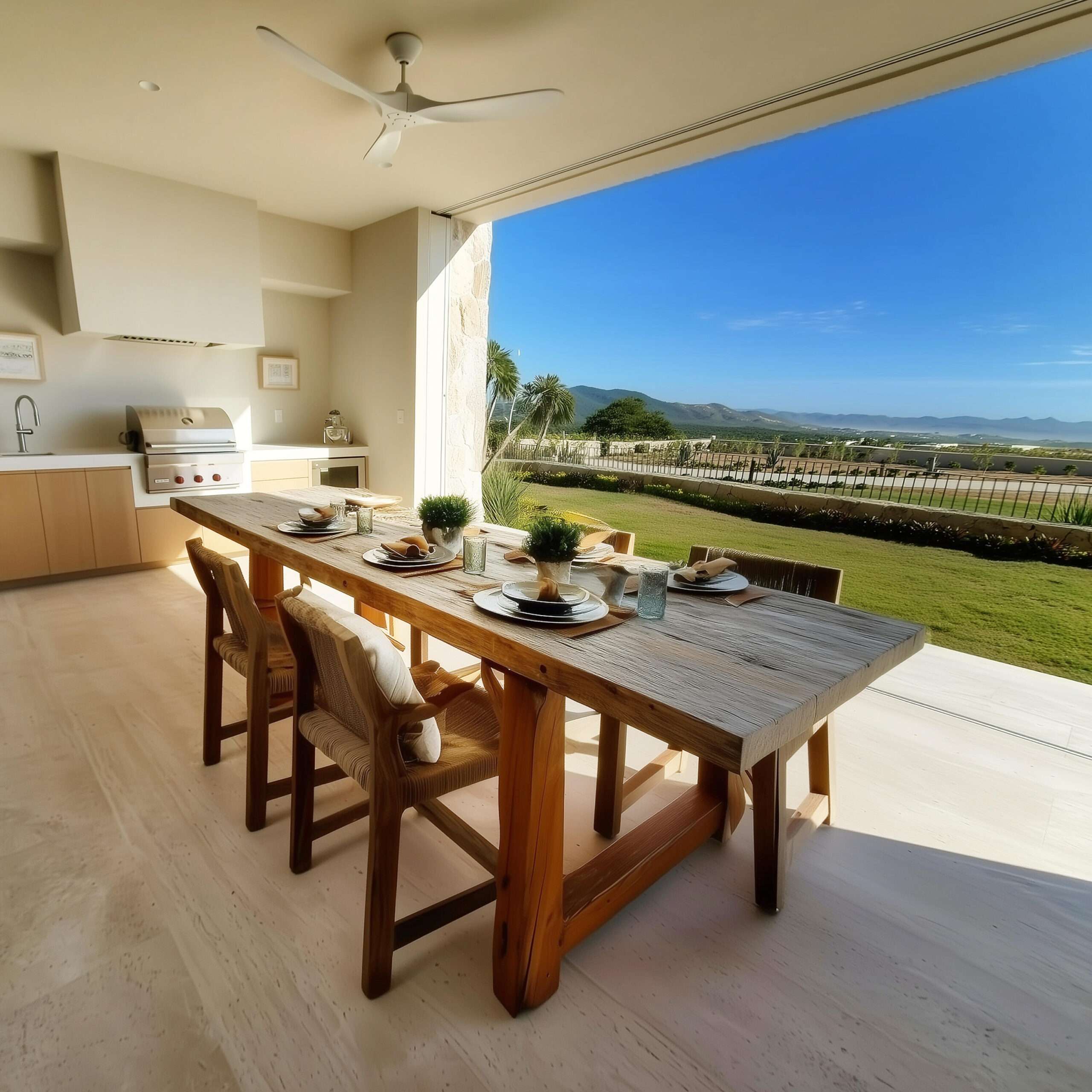 Querencia Section 6- Las Verandas A rare, highly upgraded, fully furnished garden residence in Querencia. Verandas C-101 offers generous living spaces that open to a large private terrace and grassy garden--an uncommon feature within the community. Contemporary architecture and custom-made furniture are paired with a calm, grounding interior designed with natural materials, custom wood furnishings, clay accents, upgraded flooring, and enhanced interior doors throughout. This residence features a fully upgraded kitchen with new appliances and a 42-inch wine cellar, along with thoughtfully finished bathrooms that include double-sink vanities and elevated finishes. Ceiling fans are installed in all bedrooms. A private in-unit elevator gives you direct access to the parking garage below, to your two parking spaces, and an oversized private storage room included with the home. This residence was delivered new with a comprehensive package of builder-selected upgrades totaling – Verandas, San Jose Corridor, San Jose Corridor, BS